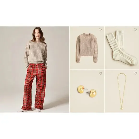 J.Crew Flannel Pajama Pant Good Tidings Plaid Women’s Size S CP545 New